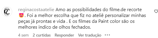Comentário de aluna sobre as aulas de filme de recorte 3